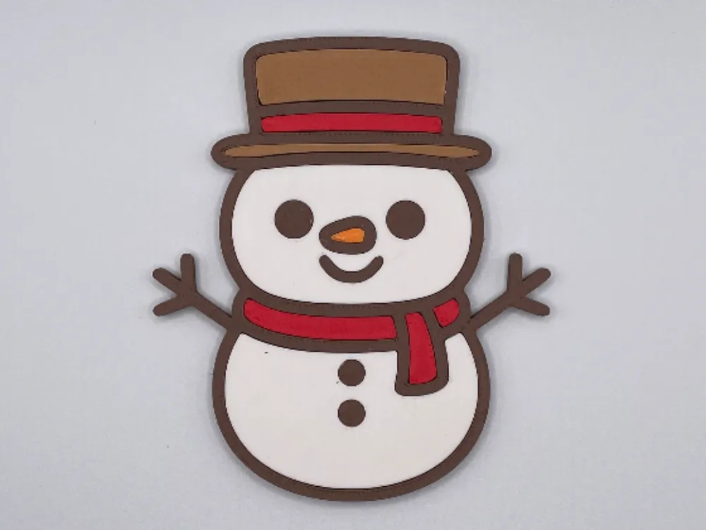 Snowman fridge magnet with red scarf and top hat