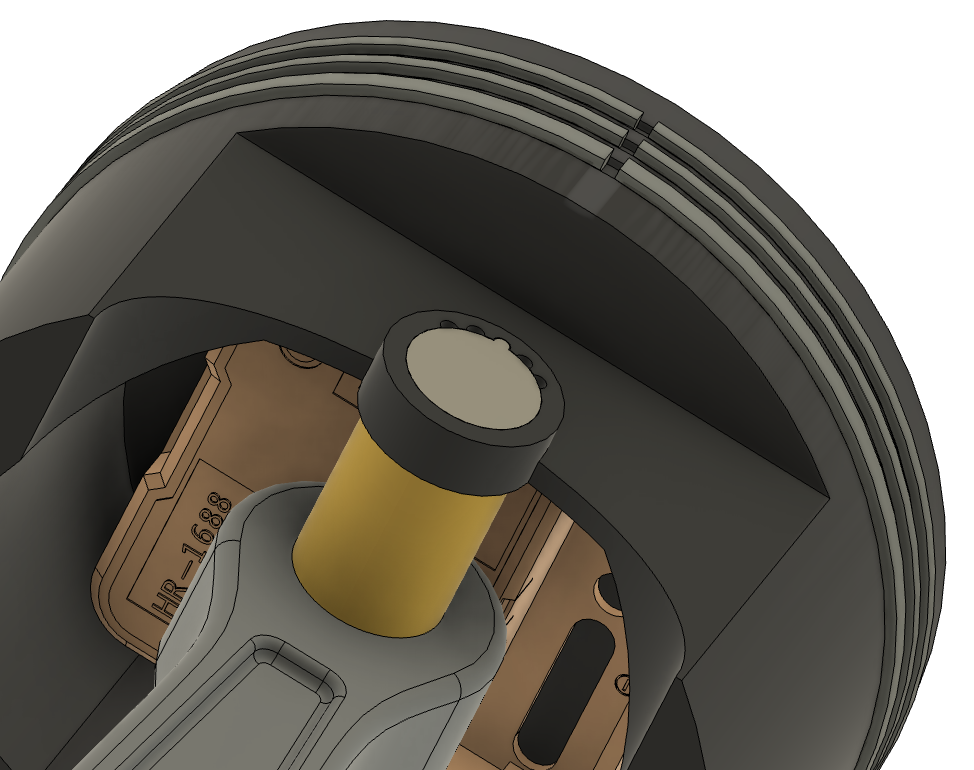 Piston head and connecting rod assembly, oblique angle; movement visible (HR-1688)